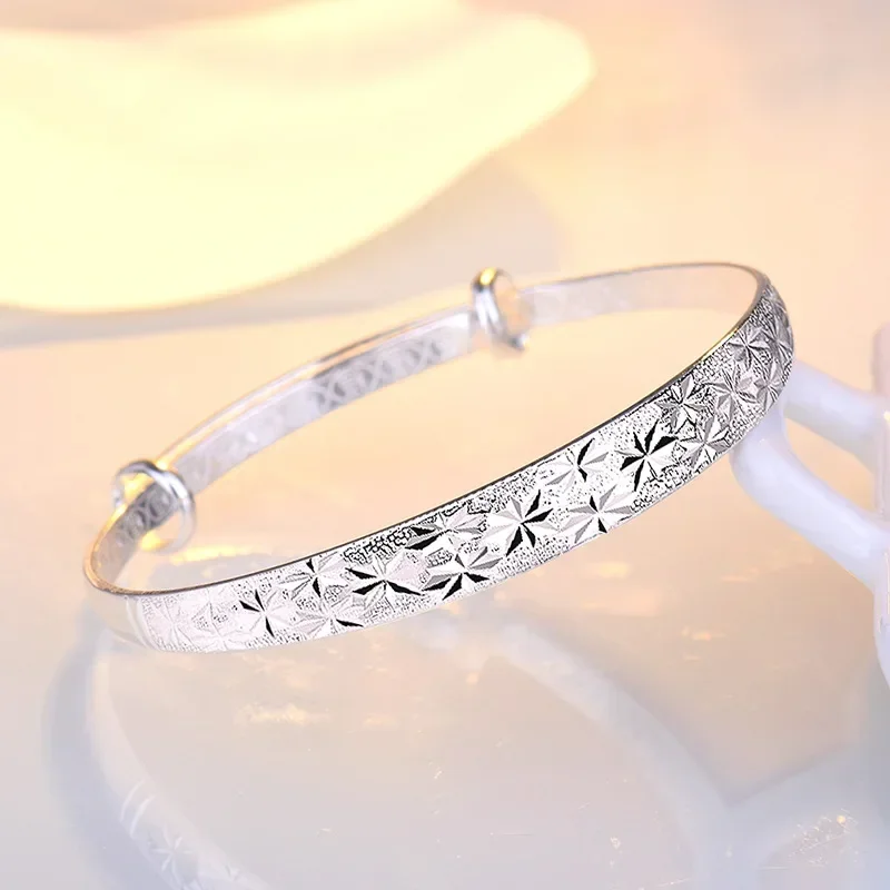 

Hot charm 925 Sterling Silver romantic Gypsophila star Bangles for women bracelets fashion party wedding jewelry Couple gifts