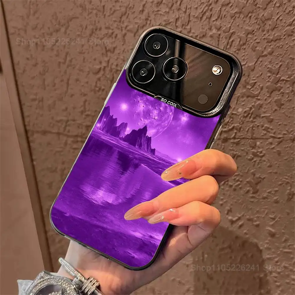 الفن الجمالي الأرجواني الهاتف آيفون 14,17,13,12,11,16,15, ميني,برو,SE,XS,MAX,أسود ماتي غطاء سيليكون #4