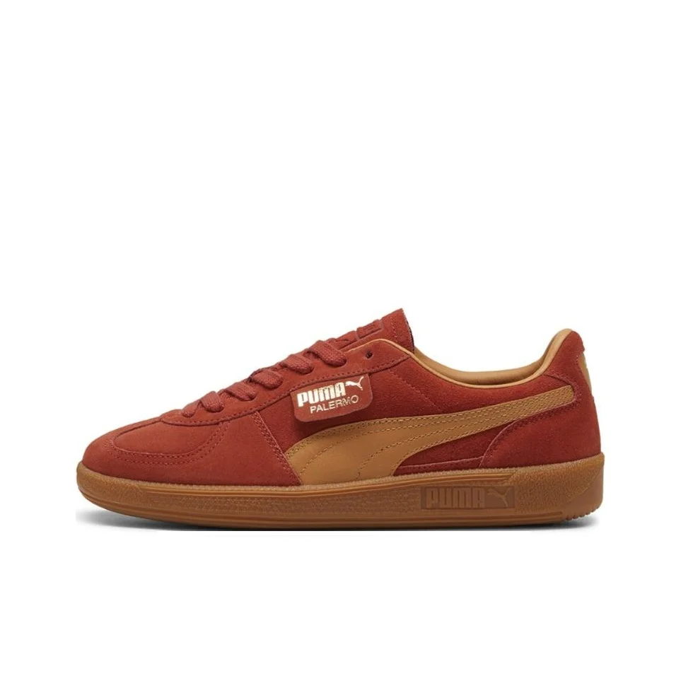 PUMA Palermo Abrasion Resistant Low top German Army Trainers Unisex Red Brown 396463-24