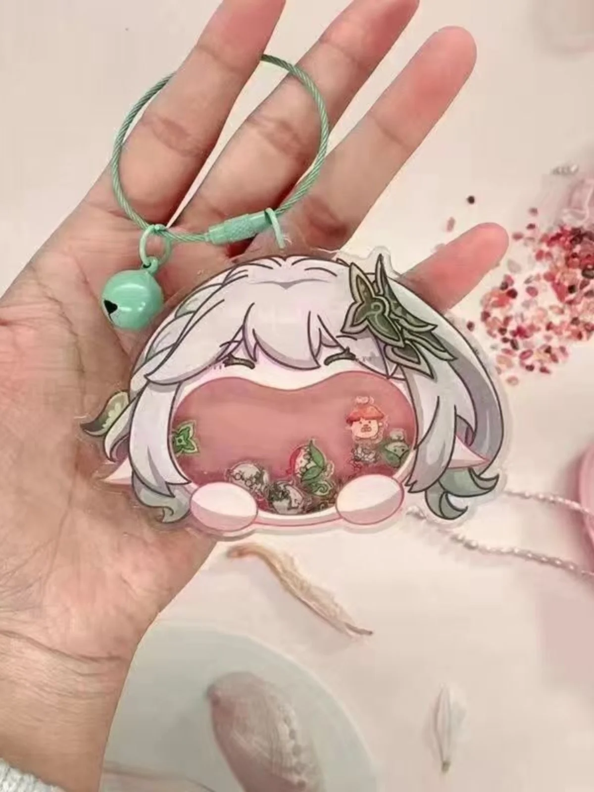 Anime Genshin Impact Keqing Nahida Cosplay Big Mouth YoYo llavero accesorio Ambitus