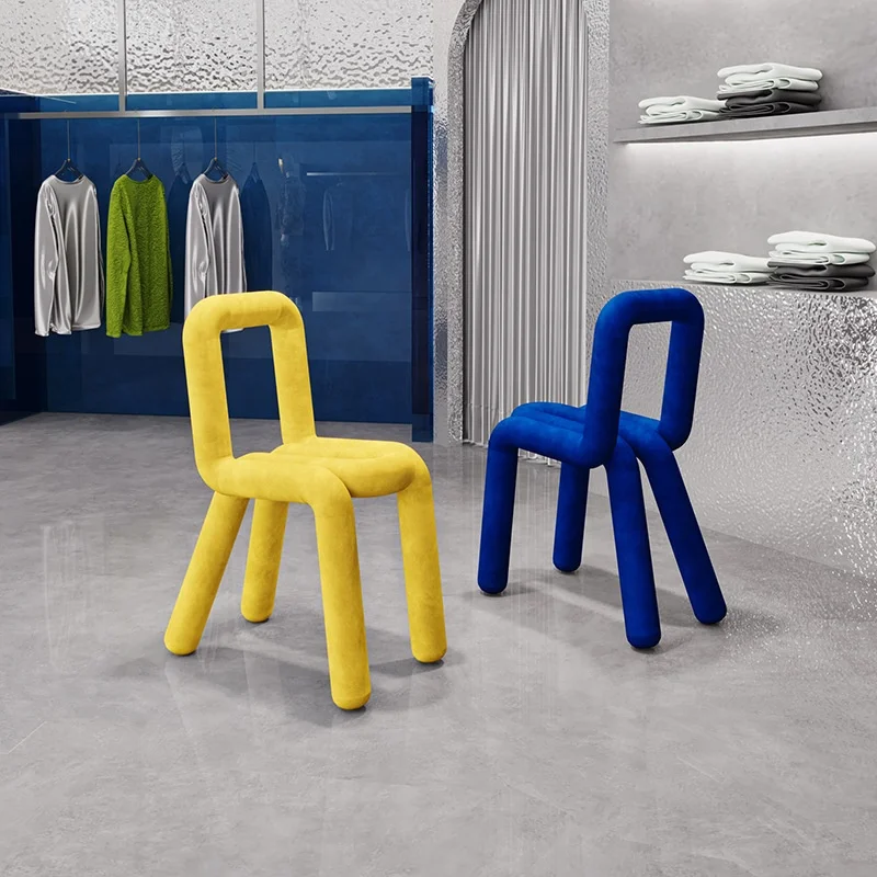 Creative Fiberglass Vanity Chair Modern Dining Furniture Designer Stool for Bedroom and Restaurant view 3