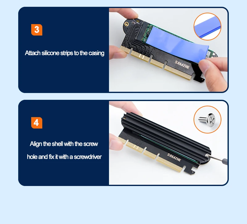 Samzhe m.2 nvme ssd ngff zu pcie x16 adapter m schlüssel schnitts telle karte unterstützung pci-e pci express 3,0 2230-2280 größe m.2 pcie adapter – Detail 10