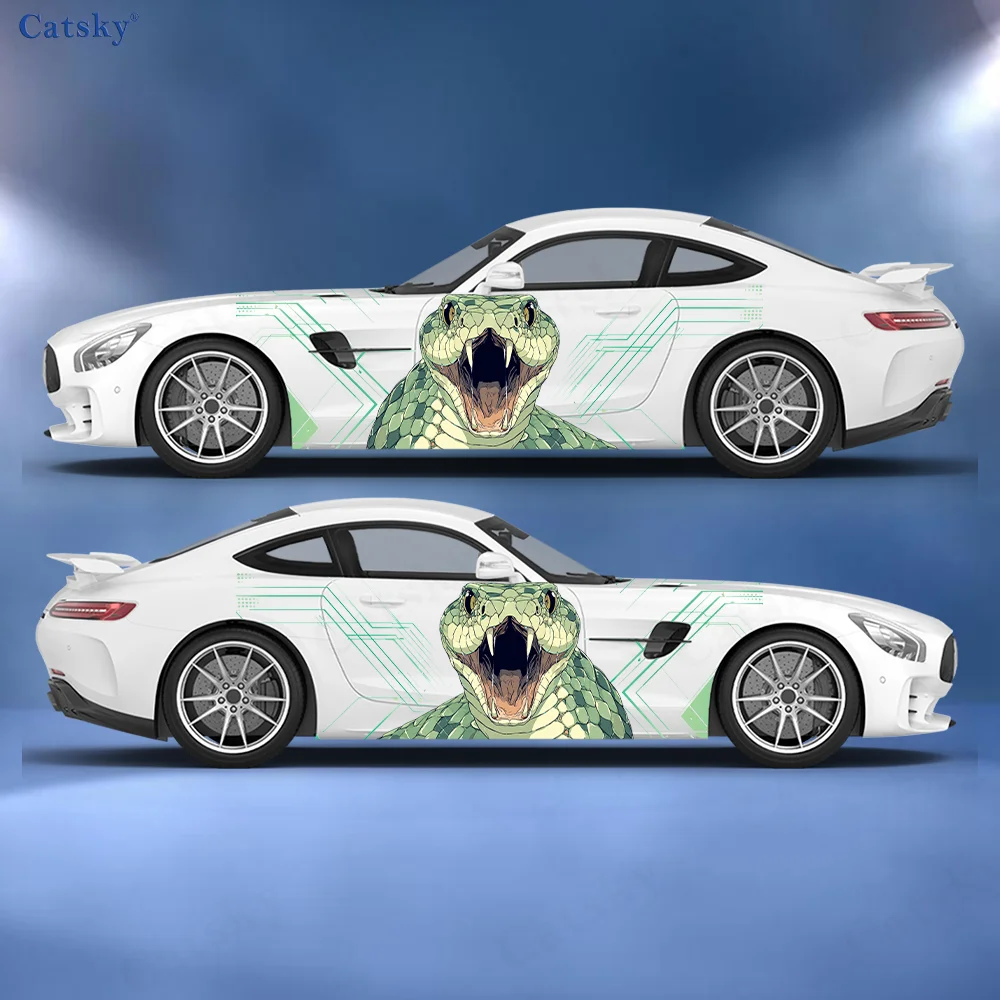 Sharp Tooth Green Snake Car Vinyl Wraps Decal Self-adhesive PVC Sticker Suitable for Trucks SUV Decoration Auto Accessories Gift