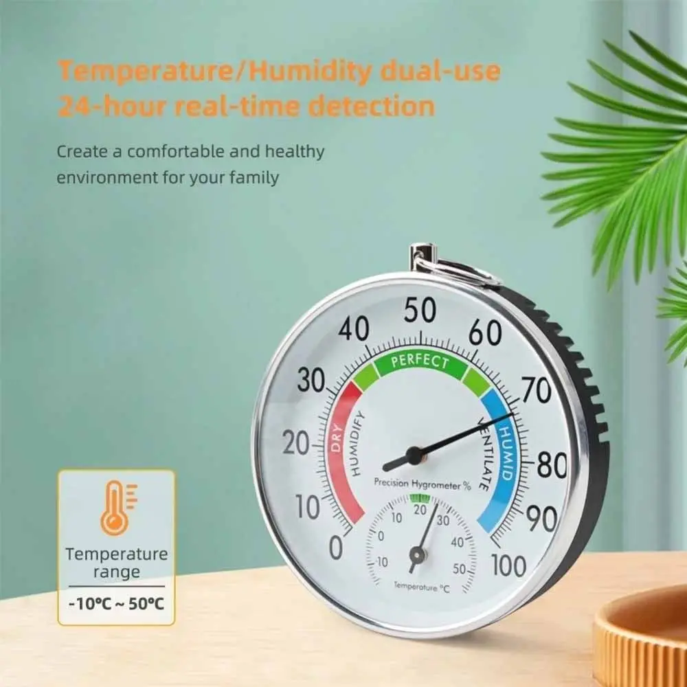 2 in 1 Wall Thermometer Hygrometer Wall-mounted Sensor Analog Display Analog Thermo-hygrometer Decorative Style 0-100 Hygrometer