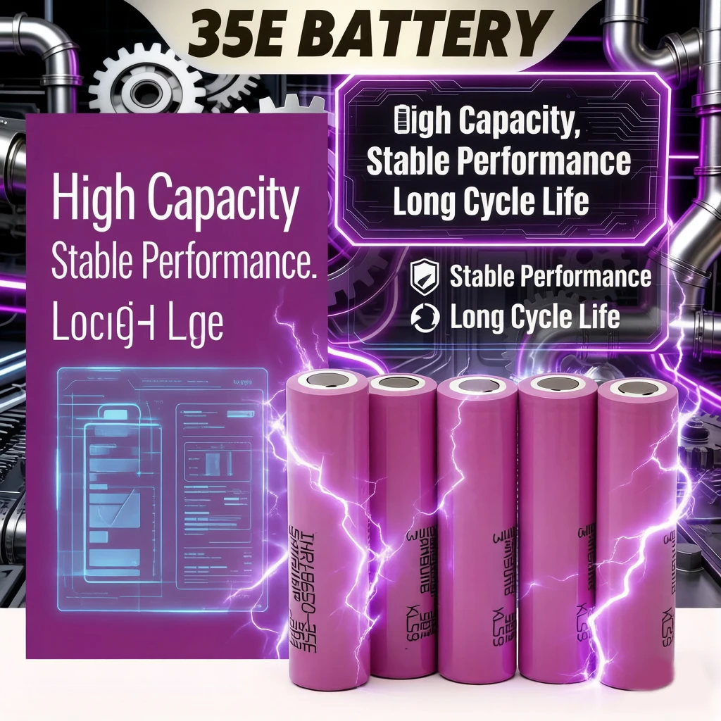 【Nouvelle Qualité Supérieure】Batterie 18650 35E 3500mAh 3.7V, Décharge 20A, Cellule Li-ion Rechargeable INR18650