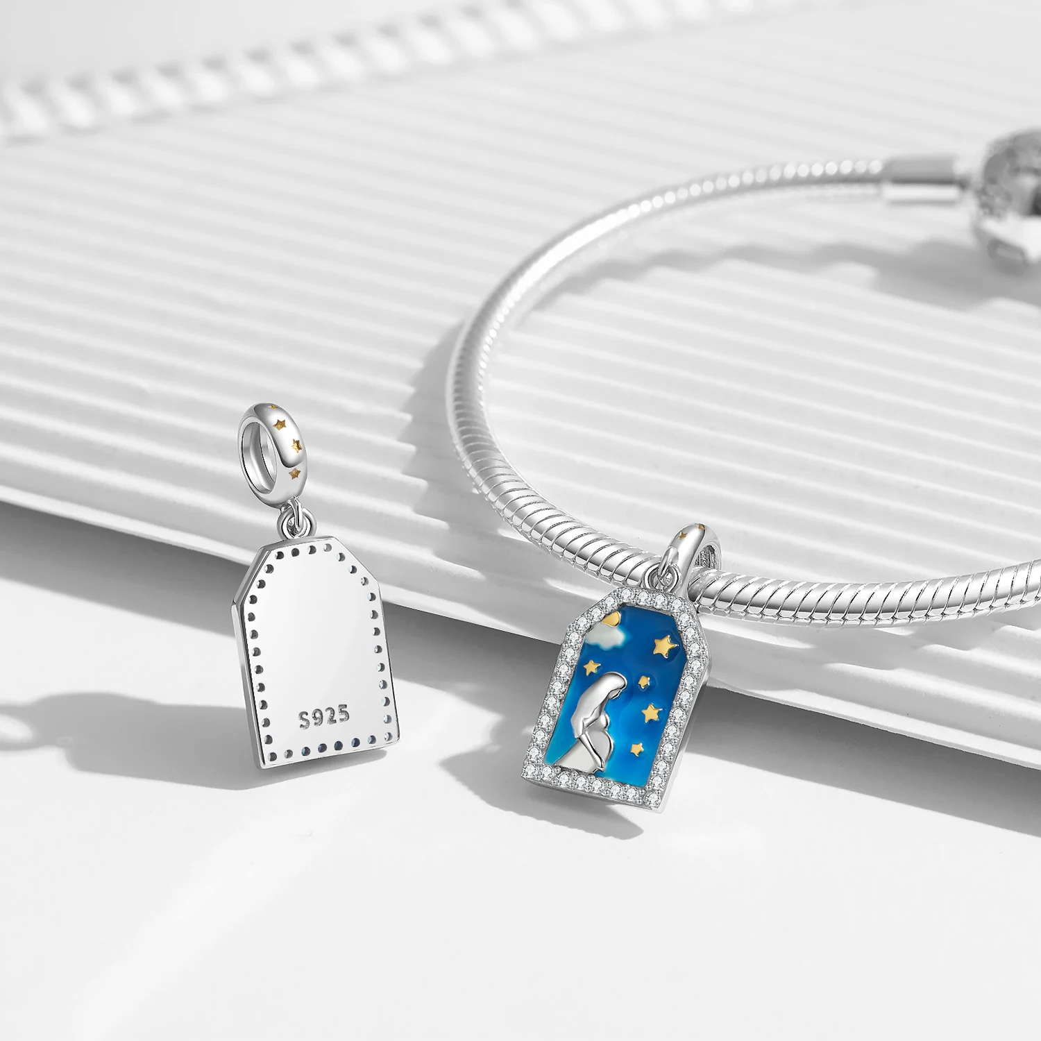 Ciondolo con lettera in argento sterling 925 con cigno donna farfalla cuore ghirlanda adatto braccialetto con ciondoli originale JIUHAO regalo per la festa della mamma fai da te