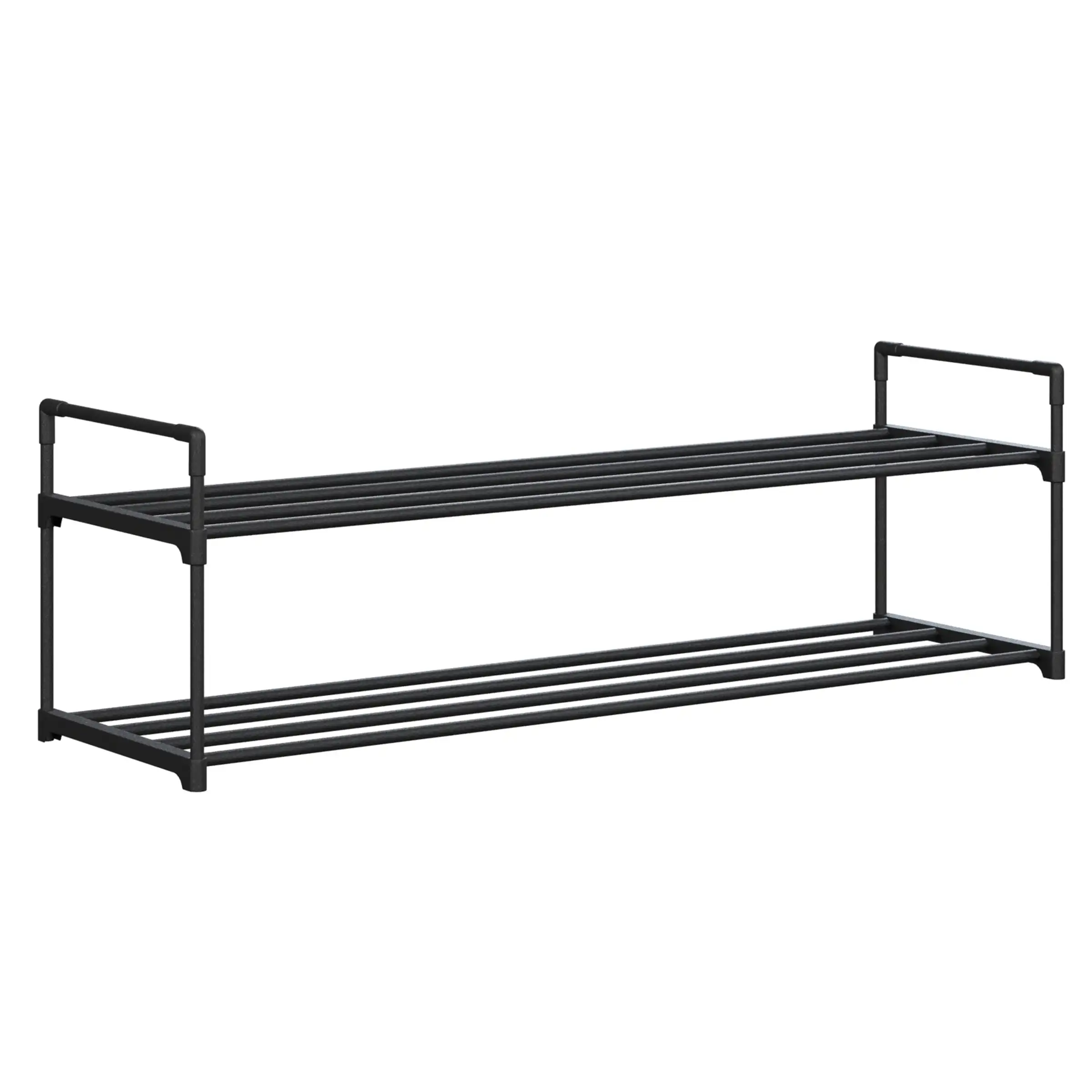 

Shoe Rack - 2 层 Shoe Organizer for Closet, Bathroom, Entryway - Shelf Holds 10 Pairs Sneakers, Heels, Boots by (Black)