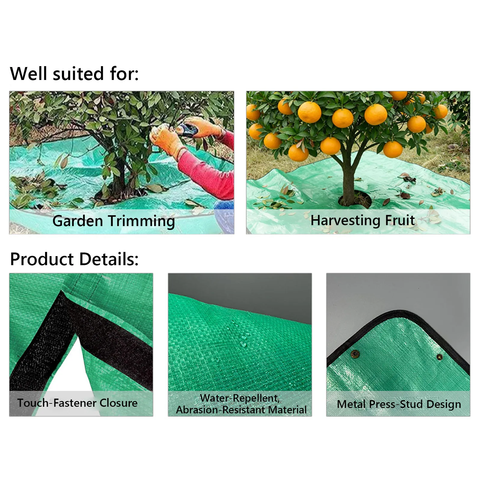 Tarp for Gardening 39.37x39.37inch with 7.9 Inch Center Hole and Four Corner Buckles for Easy Fixing Around Shrubs and Trees
