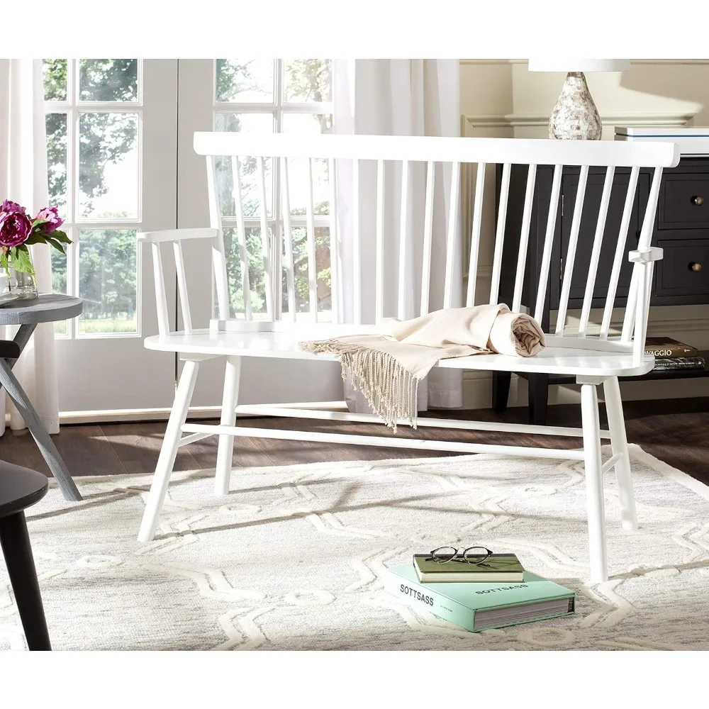 American Homes Collection Addison Spindle Back White Bench