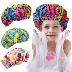 Shower Cap Double Layer Adjustable Reusable Waterproof Bath Cap for Girls Long Hair for Children Kids