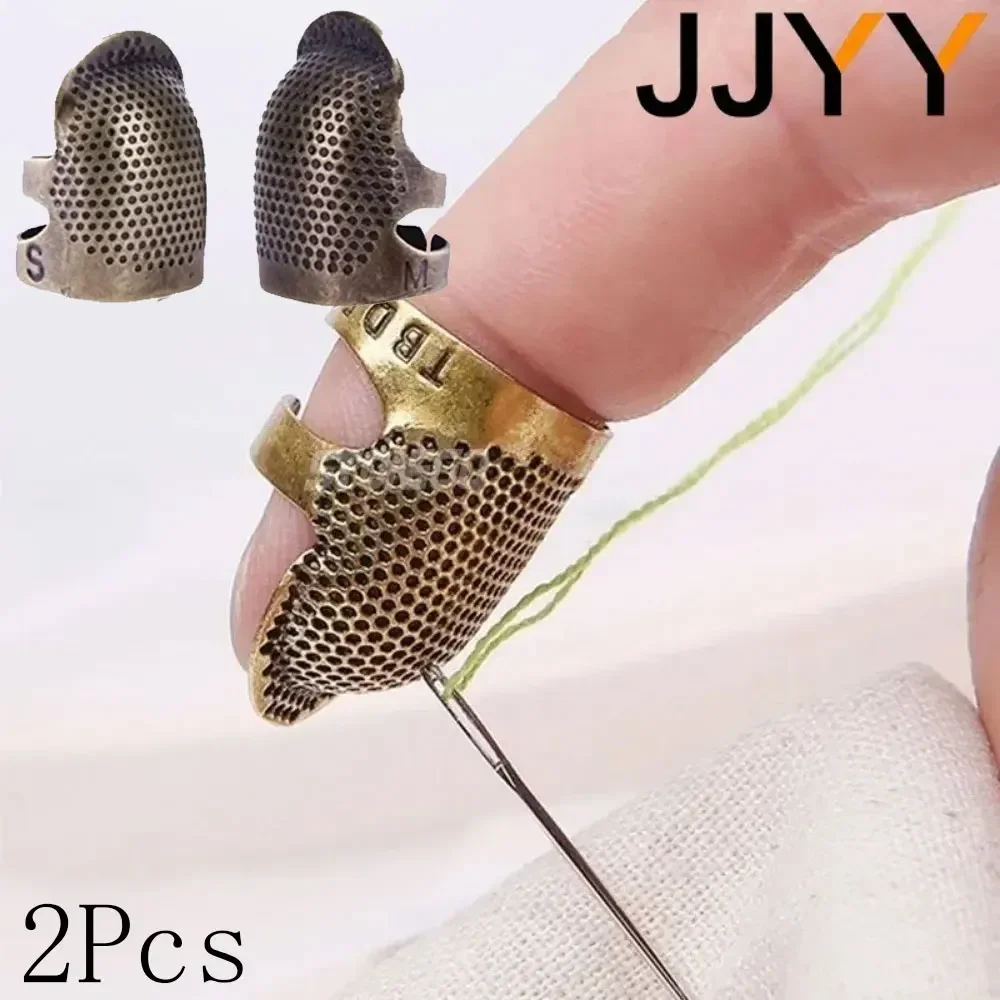 

2 PCS Vintage Sewing Thimble Finger Protector Metal Guard Fingertip Thimble Companion Sewing Tools