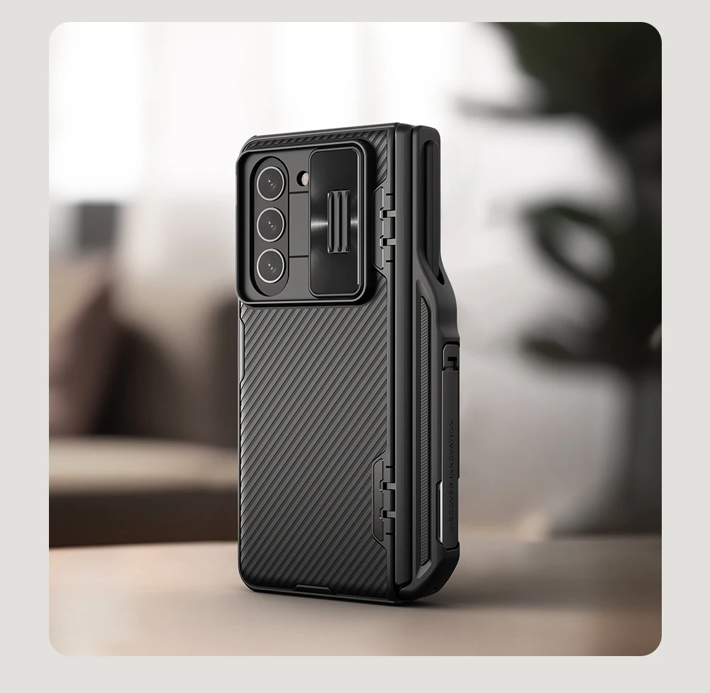 

For Samsung Galaxy Z Fold 5 5G Case Nillkin Camshield Fold With S-Pen Pocket Lens Kickstand Slide Camera Protection Cover
