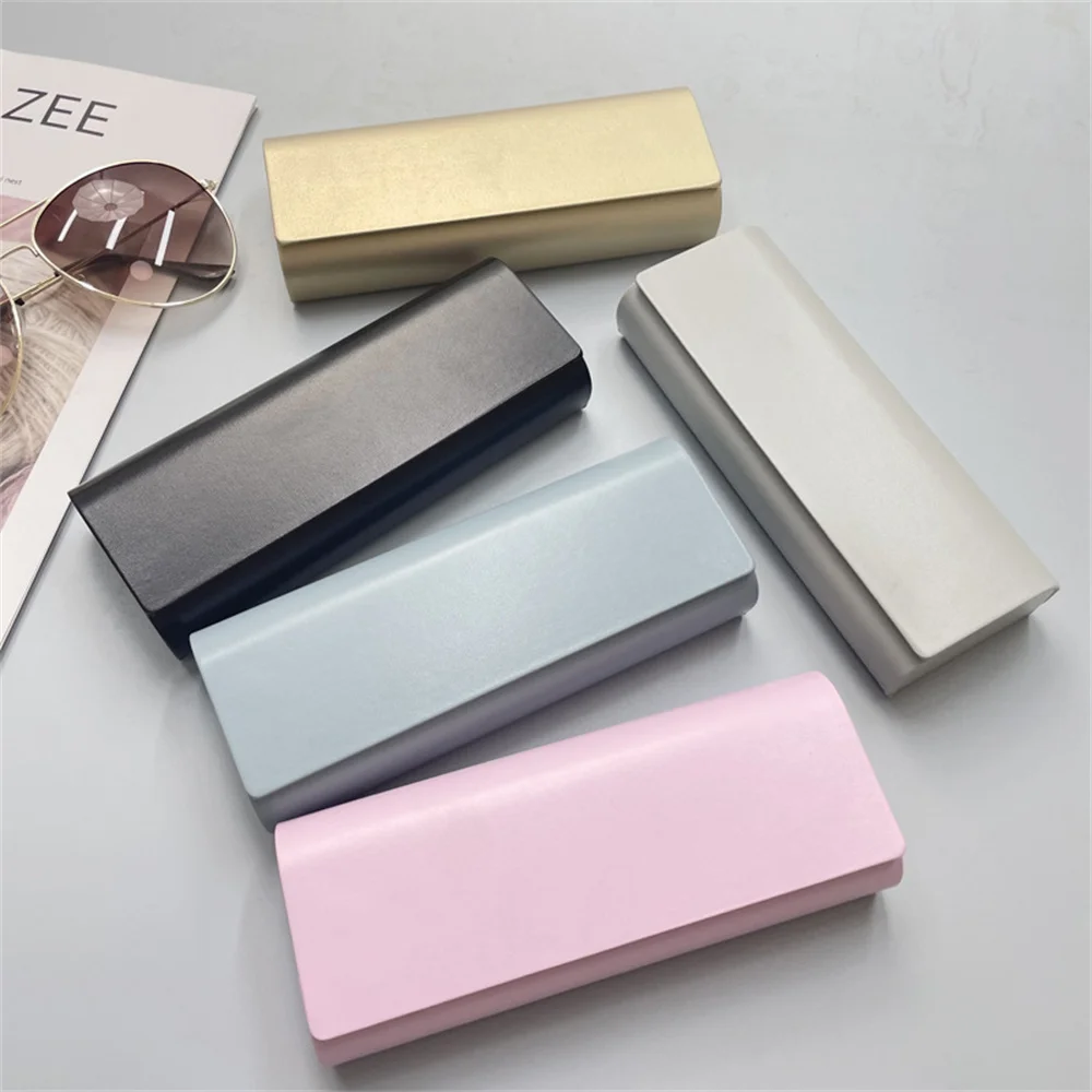 Metal Hard-shell Spectacle Case Men Women Glasses Case PU Leather Portable Anti-extrusion Sunglasses Storage Box Eyewear Pouch