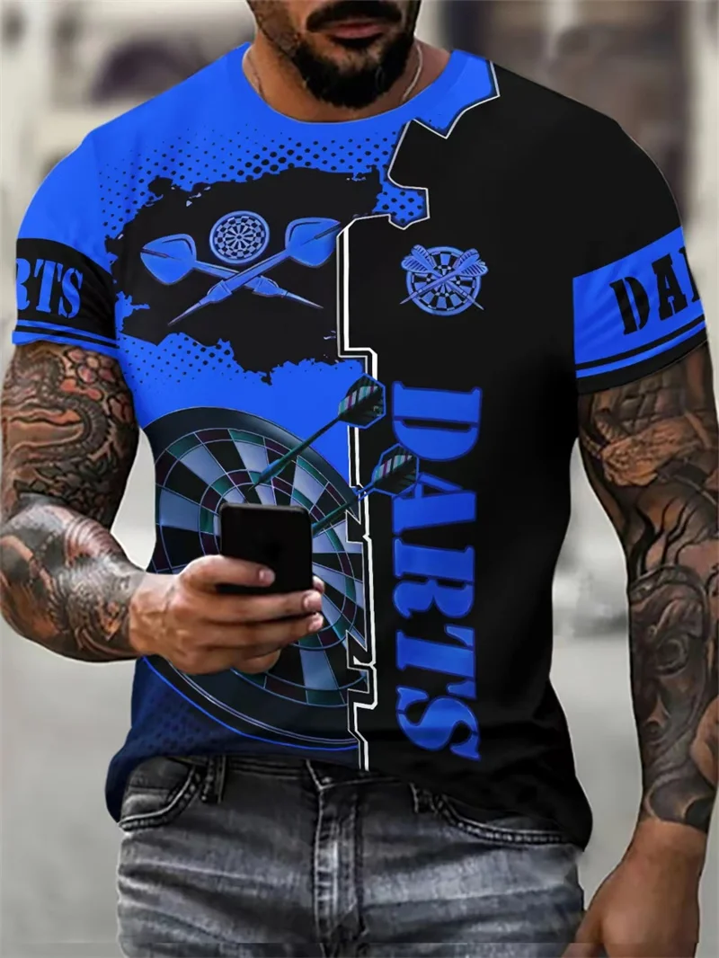 Darts Graphic Men's Hip Hop T-Shirts Short Sleeve 3d Printed Street Male Cotton Tops Summer O-Neck Casual Oversized Tee