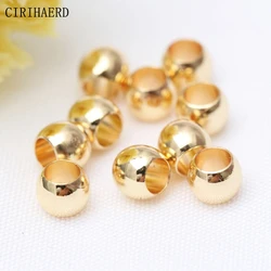 14K/18K Gold Plated Big Hole Loose Spacer Copper Beads For DIY Jewelry Making Supplies Accessories Copper Wire Beaded Material