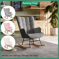 Anajqaqia Leisure Rocking Chair, Plaid Back Rocking Chair with Wooden Base, Teddy Velvet Fabric