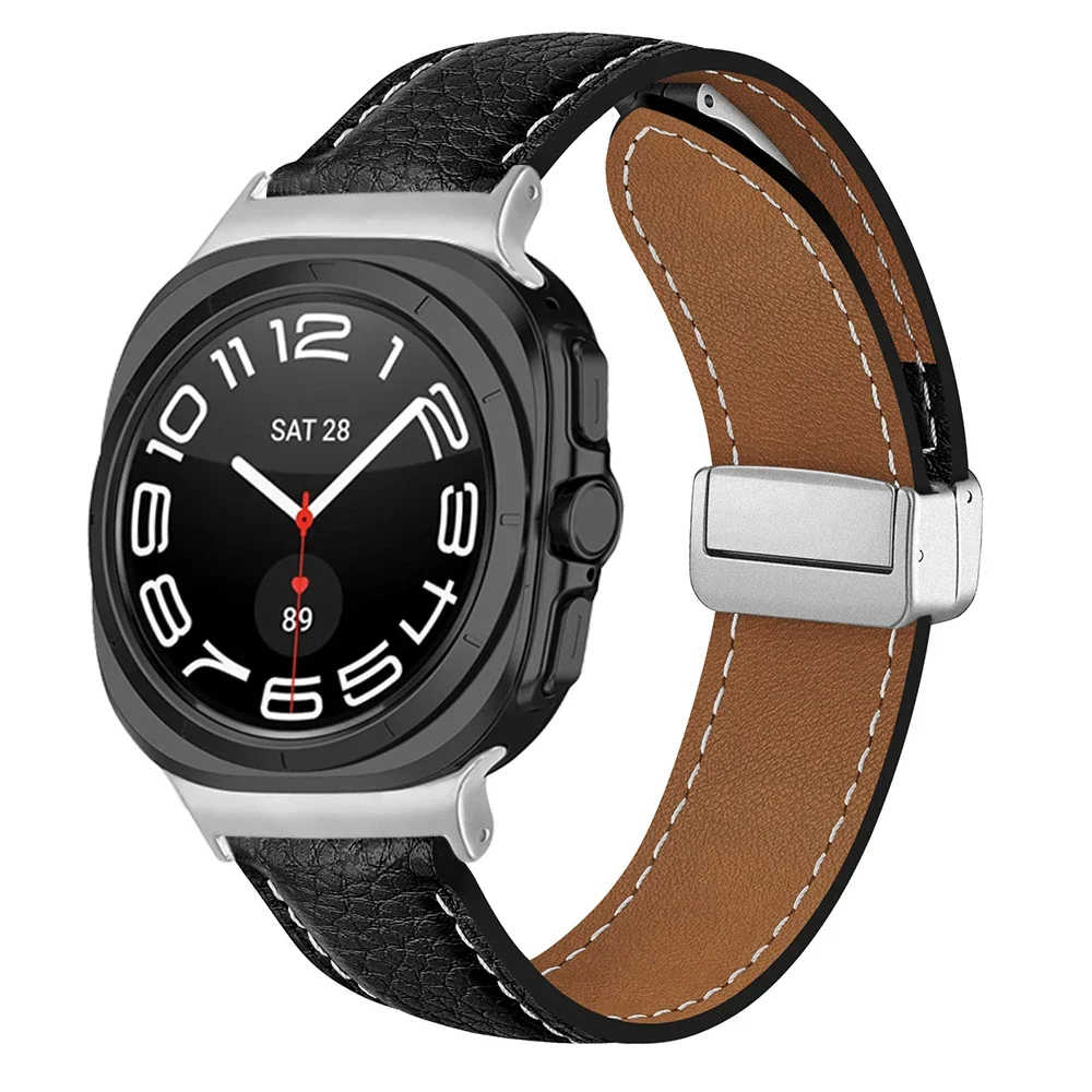 Magnetic Leather Strap For Samsung Galaxy Watch 7 Ultra 47mm Replacement Sport Bracelet for Galaxy Watch 47mm Band Accessories