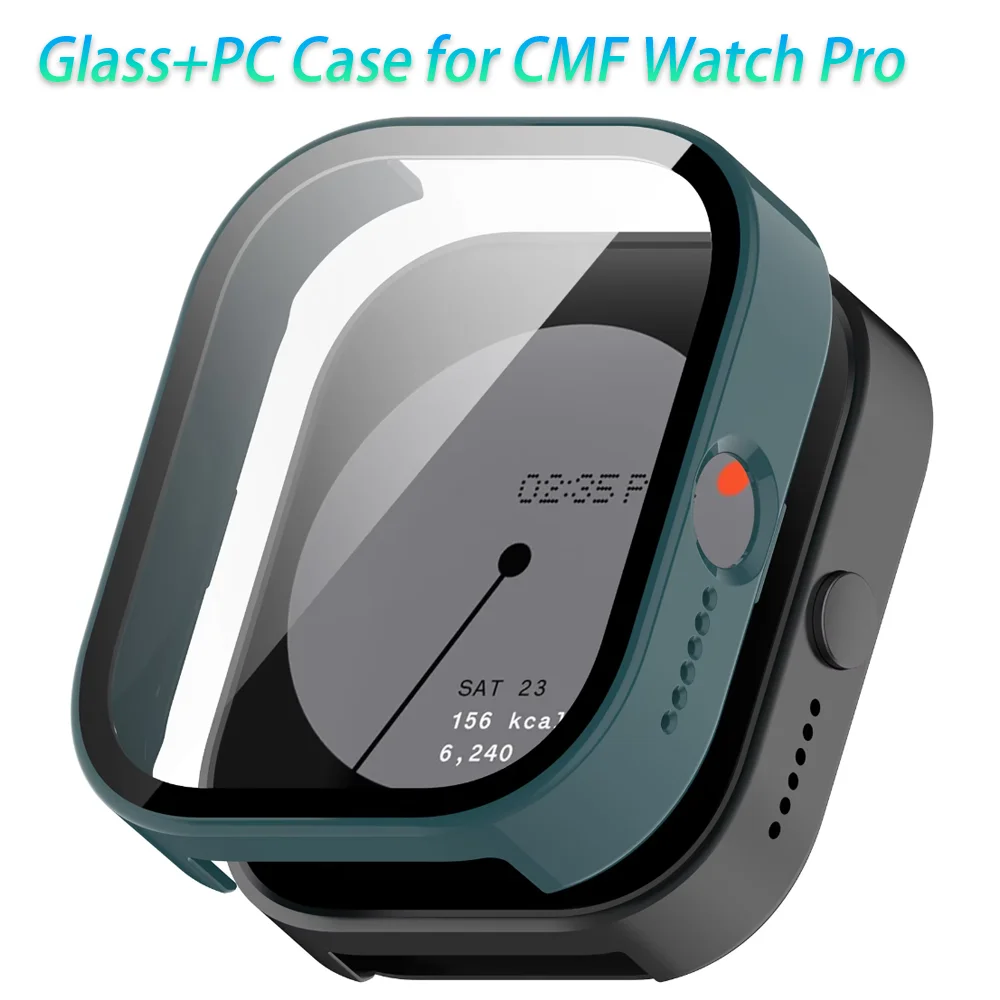 HD-Schutzhülle aus gehärtetem Glas + PC-Hülle für CMF Watch Pro, Glas-Displayschutzfolie, rundum stoßfeste Schutzhülle für CMF Watch Pro Shell