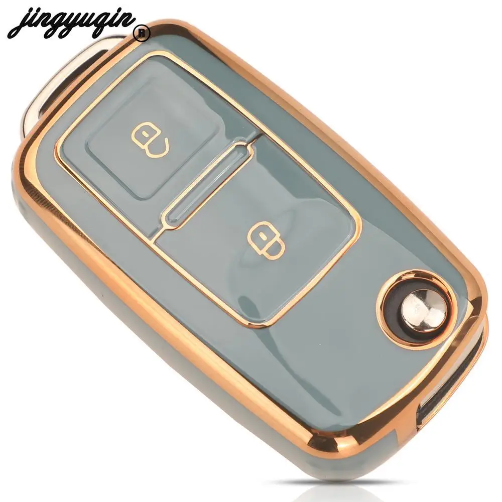 jingyuqin 5pcs For VW Volkswagen MK4 Bora Golf 4 5 6 Jetta PassatSkoda Seat TPU Car Key Case Cover Shell 2 Buttons
