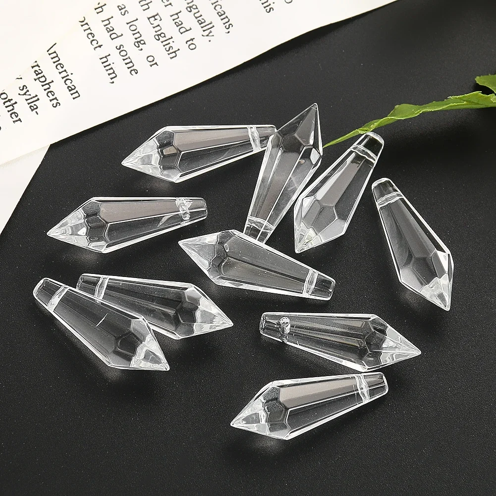 

5PCS Icicle Crystal Pendants Faceted Glass Prism Suncatcher Chandelier Drops Beads for DIY Jewelry Making Home Decor