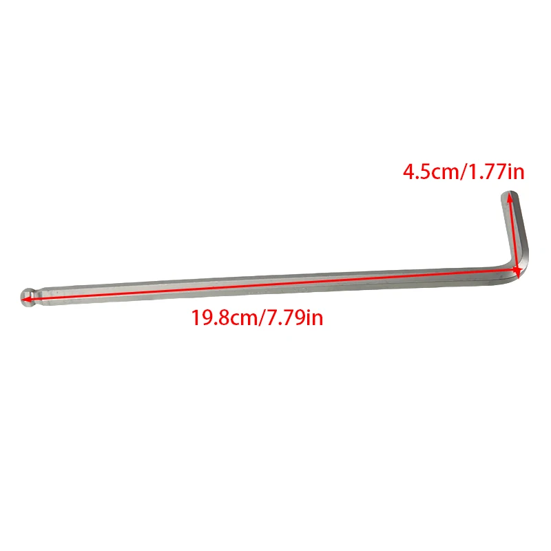 Vernickelter verlängerter Sechskantschlüssel mit Kugelkopf, runder Kopf, Kugelkopf, Sechskant-Innensechskantschlüssel mit Löffelkante