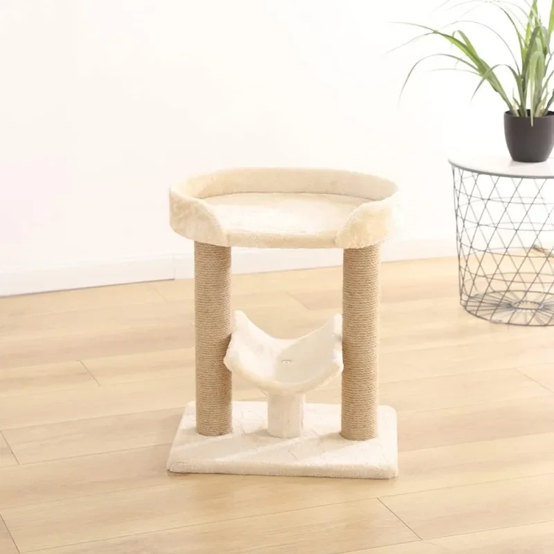 Top Platform Cat Tree With Scratching Post - 18 x 14 x 22 Inches, Indoor, Beige