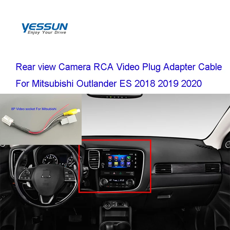 Rear view Camera RCA Video Plug Adapter Cable For Mitsubishi Outlander ES 2018 2019 2020 with Head unit backup camera harness