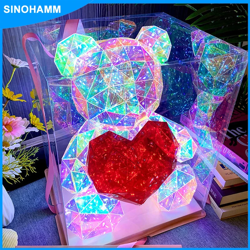 

30cm Teddy Bear Doll Gift Lamp Colorful Sparkling Romantic Surprise LED gift Light Girls Birthday Valentine's Day Bedroom Decor