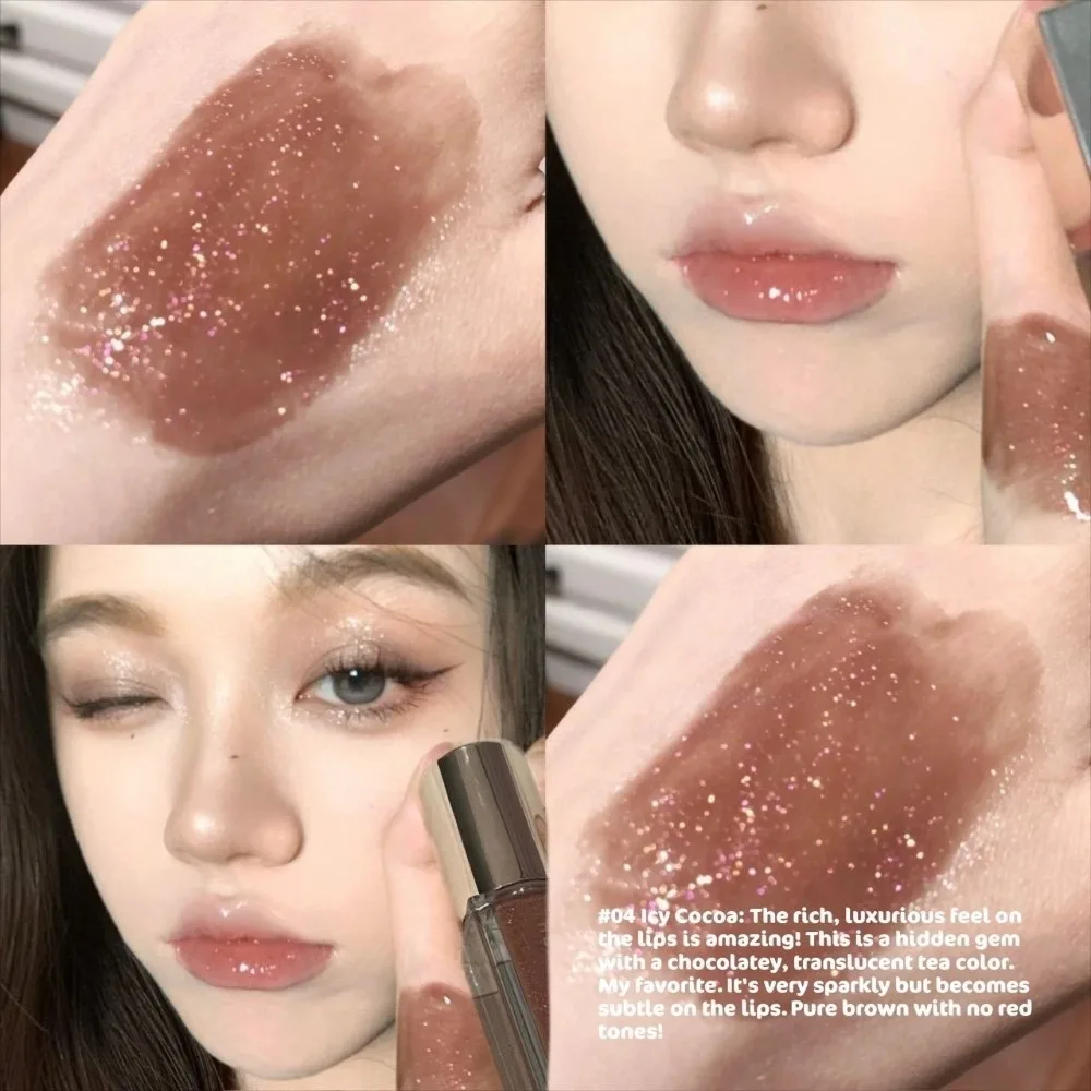 Shiny Glossy Lip Oil Waterproof Long-Lasting Moisturizing Mirror Lip Glaze Watery Skin-Friendly Hydrated Lip Gloss for Women