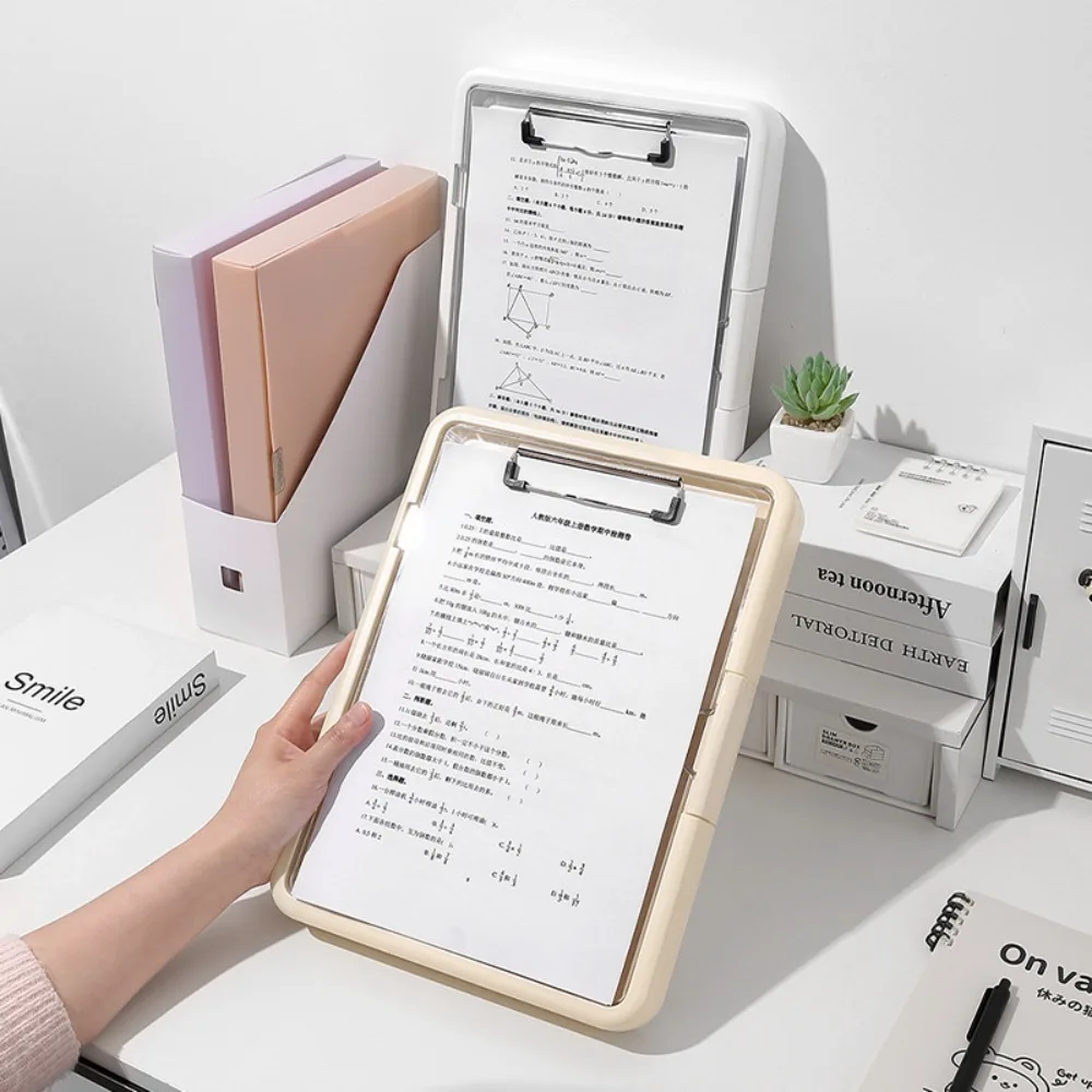 

Durable Multi Functional A4 Folder Large Capacity Korean Clamp Storage Box Simple File Organizer Writing Pad Writing