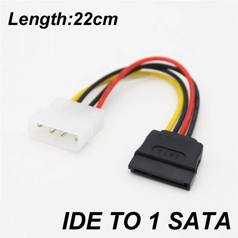 22CM IDE 4Pin Male To 1/2/3 Port ATA 15PIN SATA Female Y Splitter Hard Drive PC Power Supply SATA Cable Adapter