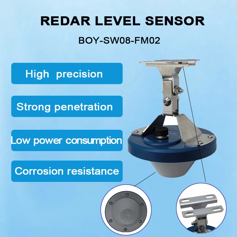 BOY-SW08-FM02 Sensor de nivel de Radar sin contacto de alta frecuencia de 60 GHz para tanques de aceite gestión de agua inalámbrico IP68 impermeable