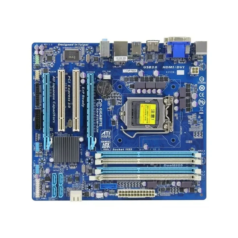 RoRuSGigabyte / Gigabyte B75M-D3H 1155-pin DDR3 All-Solid-State Quad Slot With HDMI B75 Motherboard