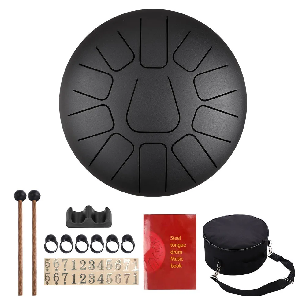 

Steel Tongue Drum 10 Inches 11 Tones, For Adults And Children, With Rubber Mallet, Fingertips And Padded Travel Bag