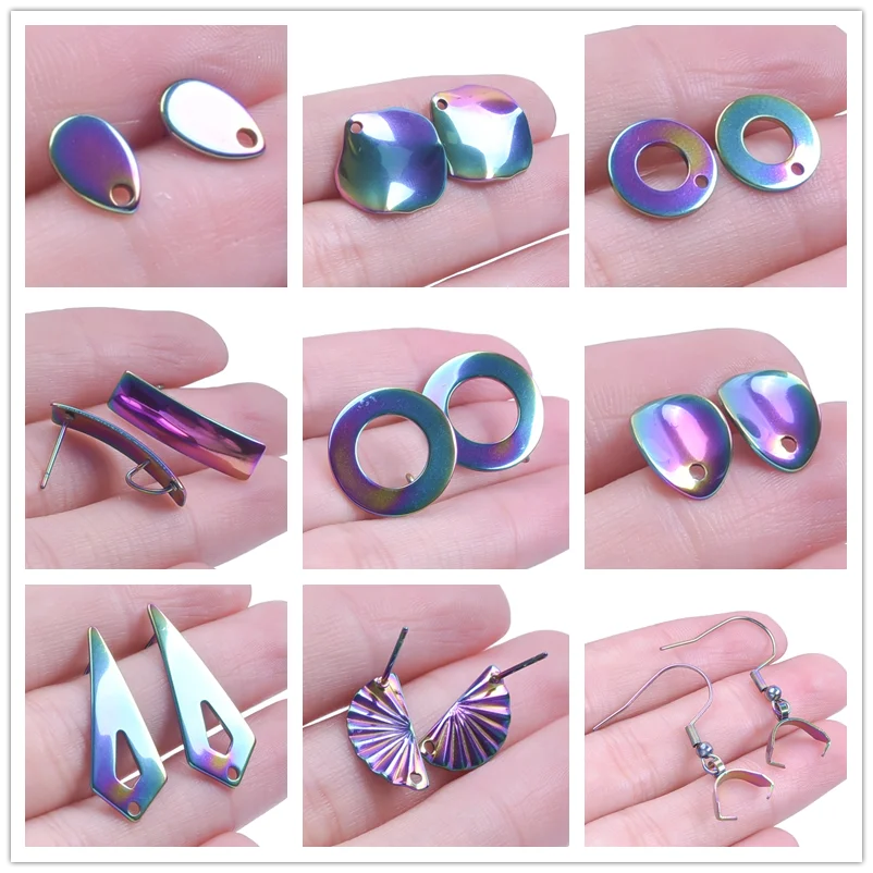 

15 Pcs Titanium Steel Earrings For Women Men Accessories DIY Stud Earring Rainbow Vintage Ear Piercing Jewelry Making Supplies