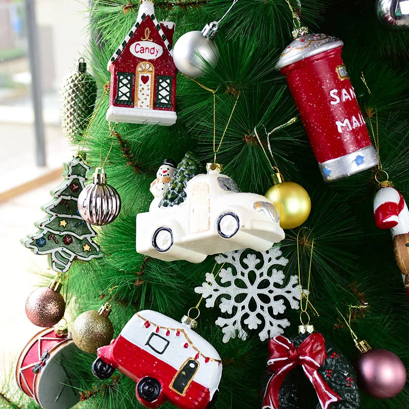 

Christmas Craft Hanging Pendants House Postbox Drum Cartoon Car Van Crutch Xmas Tree Wreath Drop Ornaments Party Gifts Supplies