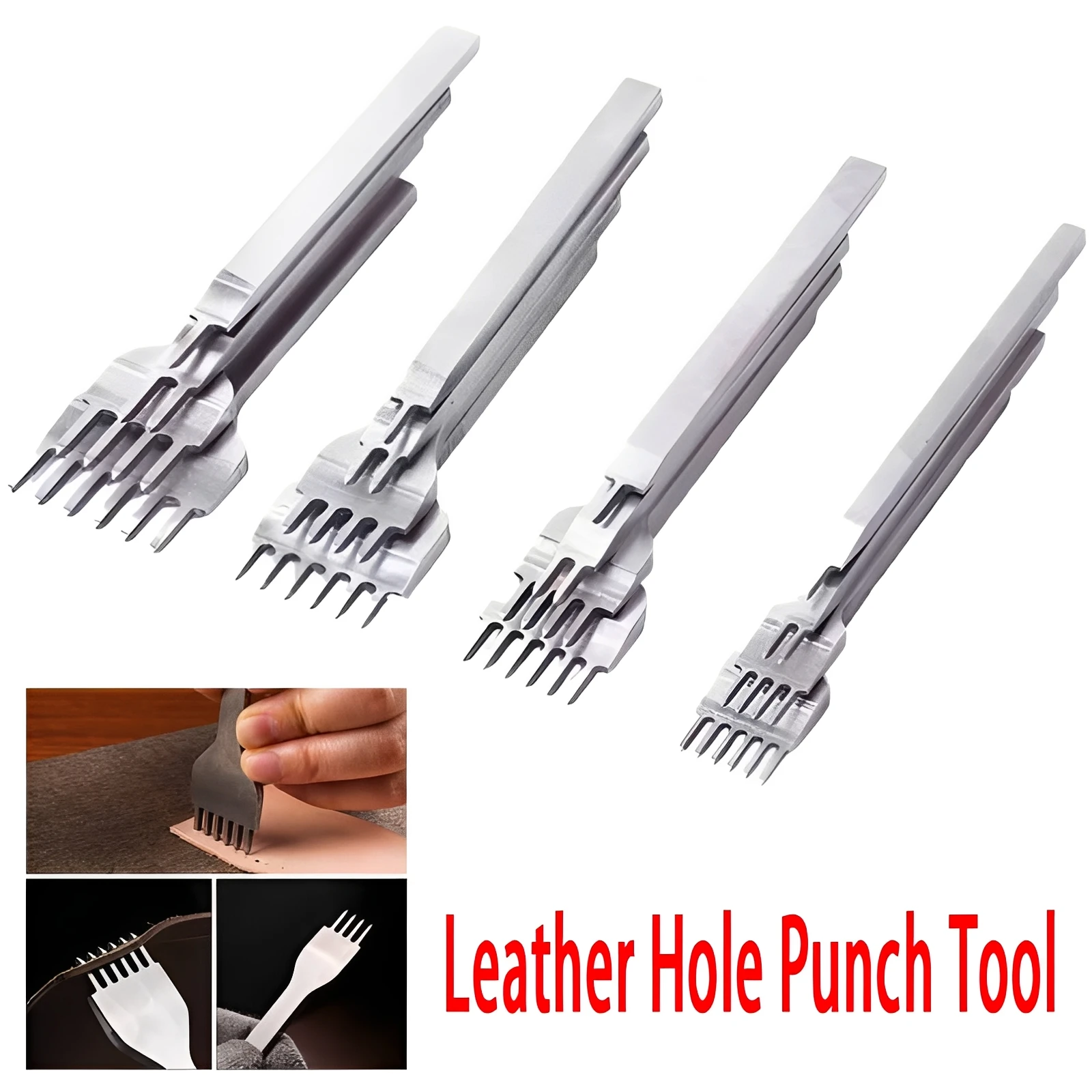 3-6MM 1/2/4/6 Zahnabstand Lederlochstanze DIY Lederhandwerk Werkzeuge Gürtellochstanze Gürtellocher
