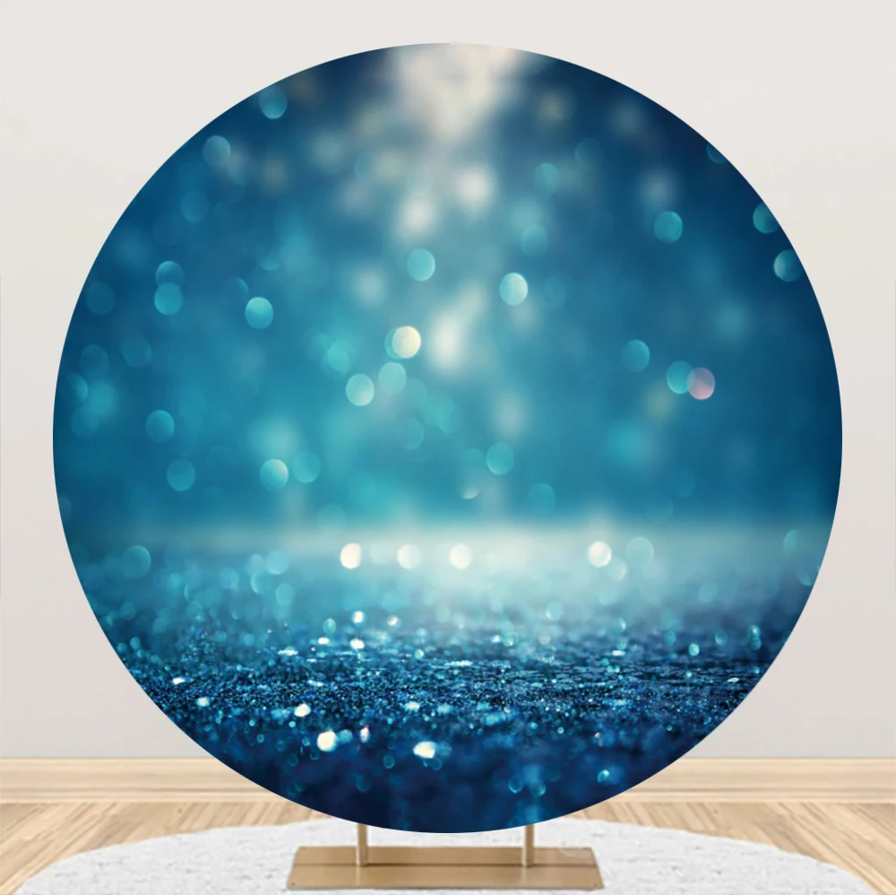 

Laeacco Abstract Bokeh Glitter Circle Backdrop Sparkling Blue Sequin Wedding Birthday Portrait Customized Photography Background