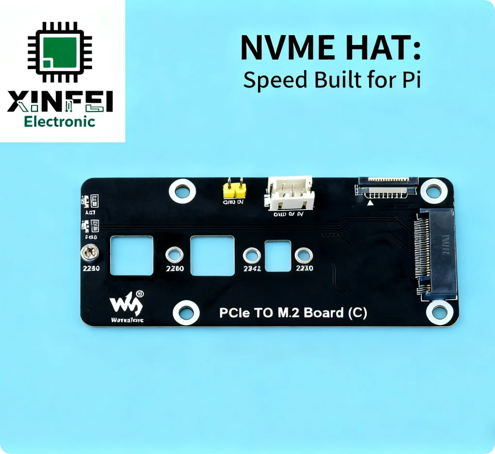 Raspberry Pi 5 PCIe to M.2 NVMe SSD Adapter Board - Support 2230/2242/2260/2280 Size, Bootable, with Acrylic Base & Dual LED Ind