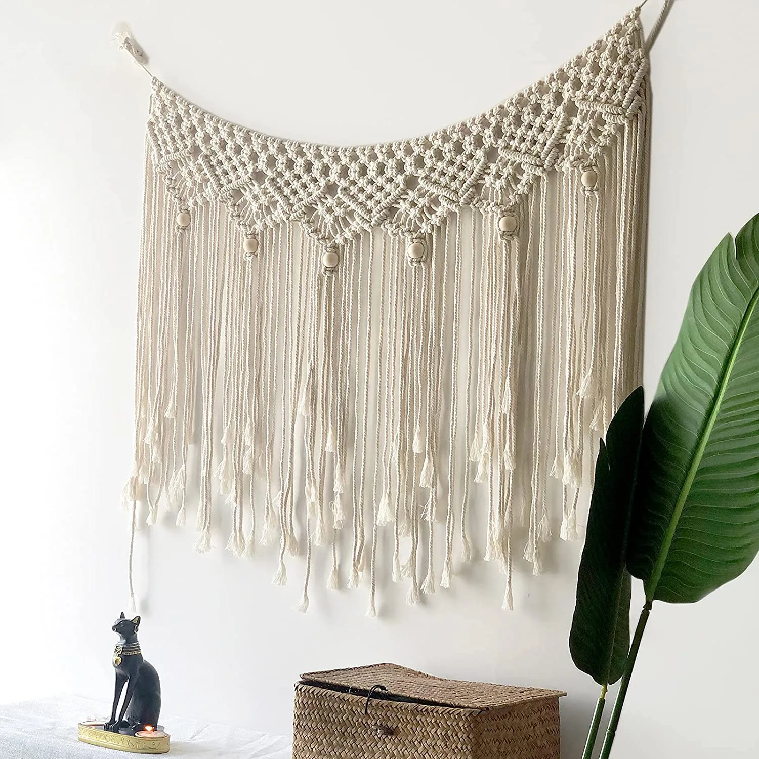 Nordic Hand-woven Cotton Rope Tapestry, Bohemian Home Wall Decoration, Wedding Background Decoration, Wall Decoration