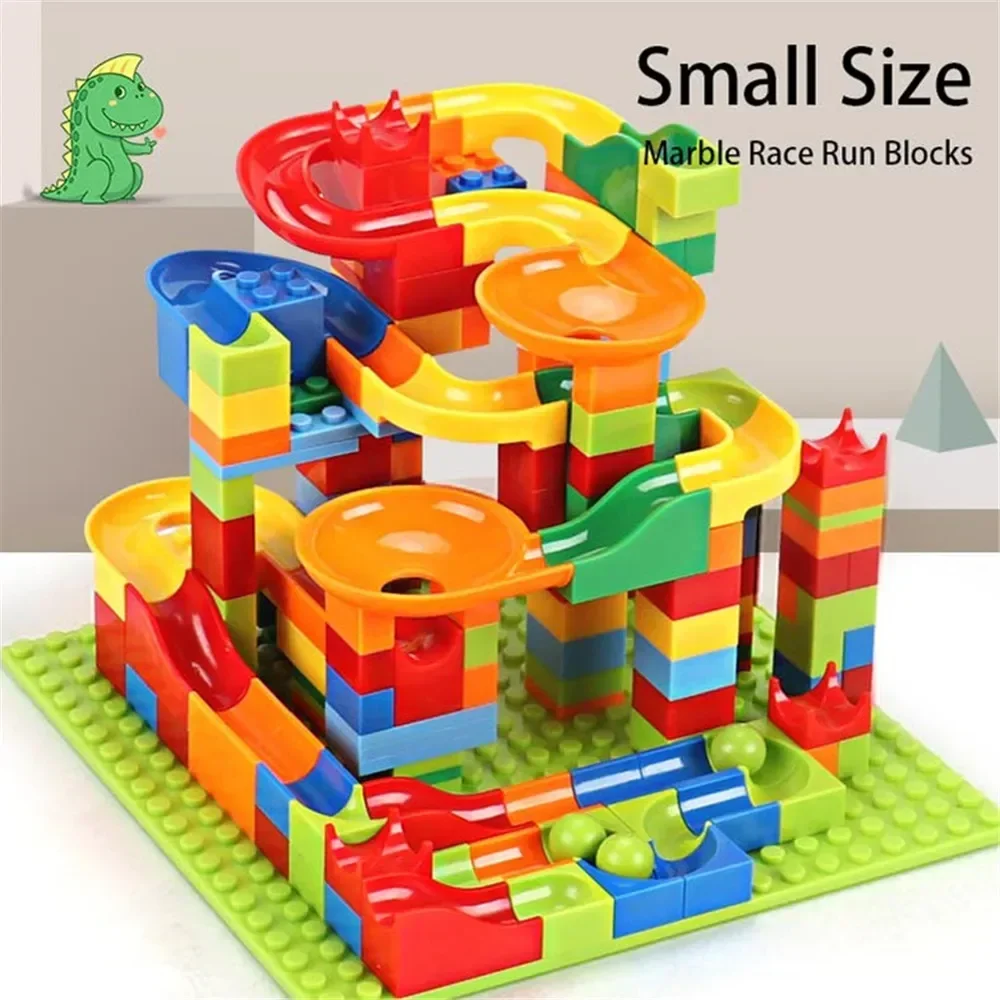 Building Blocks Track Marble Race Run Maze Ball Track Building Blocks Set ABS Assemble Funnel Slide Bricks STEM blocks Toys Gift