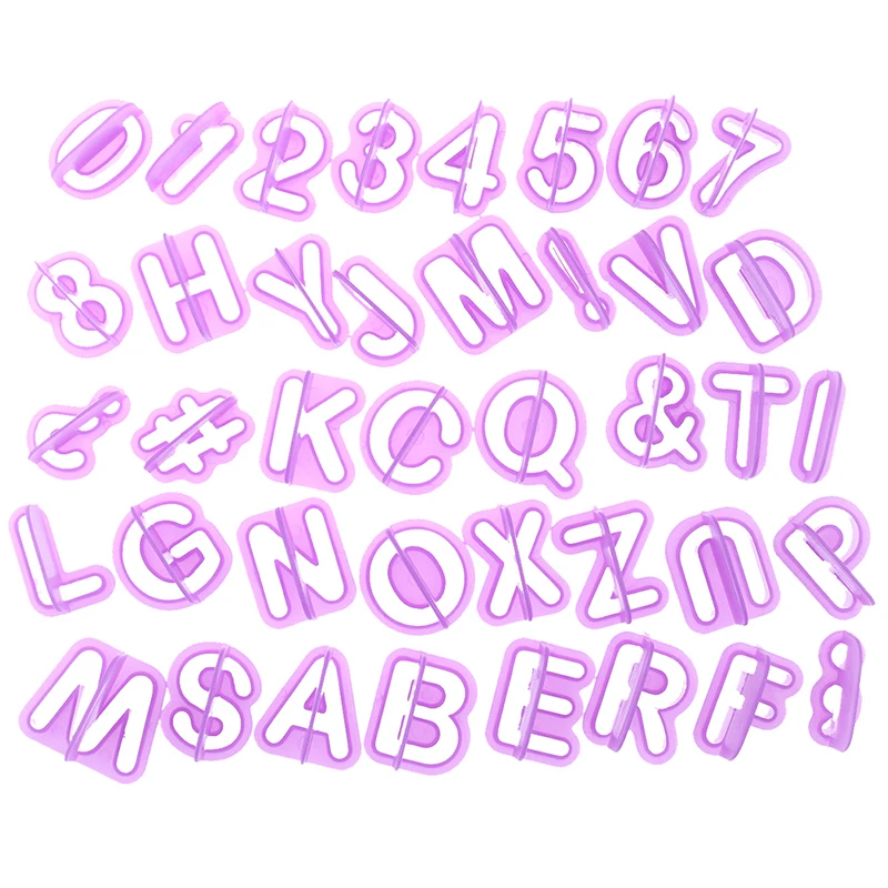 แม่พิมพ์คุกกี้รูปตัวอักษรและตัวเลขสำหรับบิสกิตแม่พิมพ์ตัวอักษรตัวเลขพิมพ์คุ้กกี้ขนมอบเครื่องมือการตกแต่ง DIY 40ชิ้น