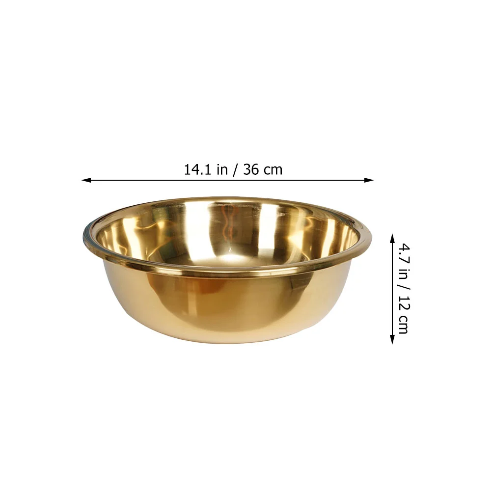 Stainless Steel Basin Thickened Kitchen Bath Household Vegetable Wash (gold) Vegetables Metal Mixing Bowl Extra Large Round