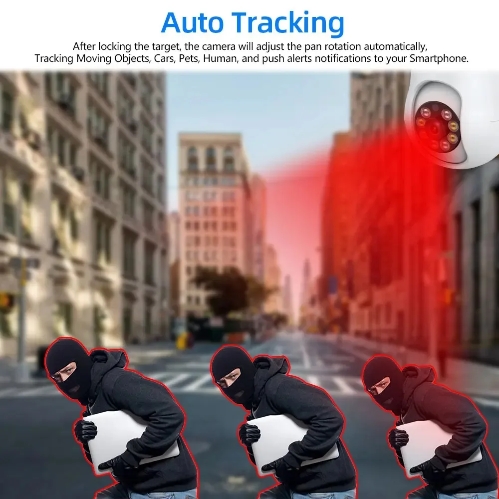 Mini PTZ Wireless Video Surveillance Camera, Color Night Vision, Auto Tracking, CCTV, WiFi, Segurança Baby Monitor Cam, ICsee App, 5MP