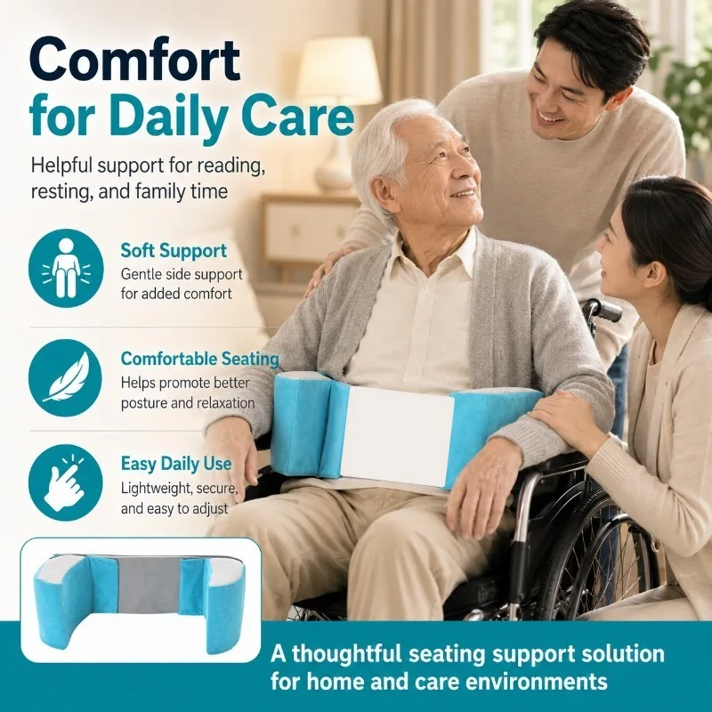 

Wheelchair Lateral Support Pillow, Soft Side Cushion with Adjustable Strap, Seating Positioning Pad for Seniors Daily Care
