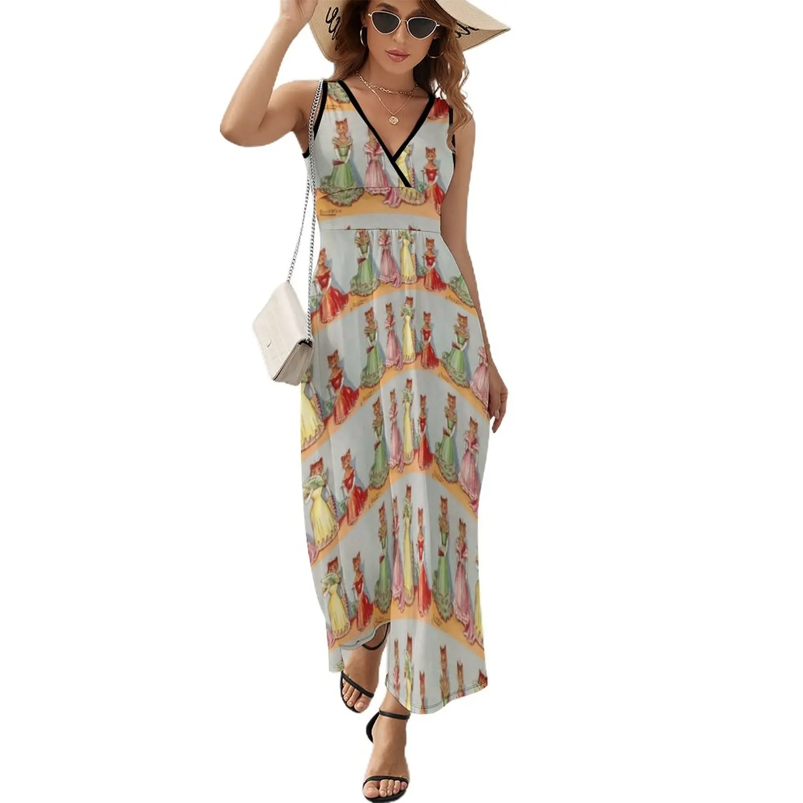 

Wallflower Cats by Louis Wain Sleeveless Dress Prom gown party dresses woman