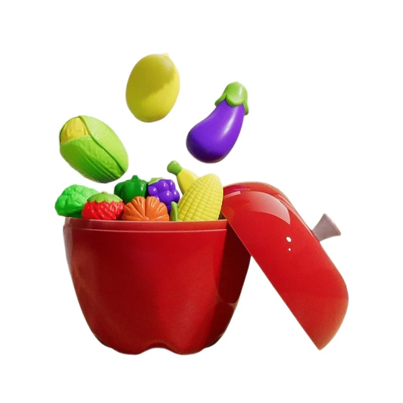 Children's Kitchen Pretend Play Toy Set - Steaming Boiling Peeling Cutting Fruits Vegetables Joy of Peace Fun Educational Game