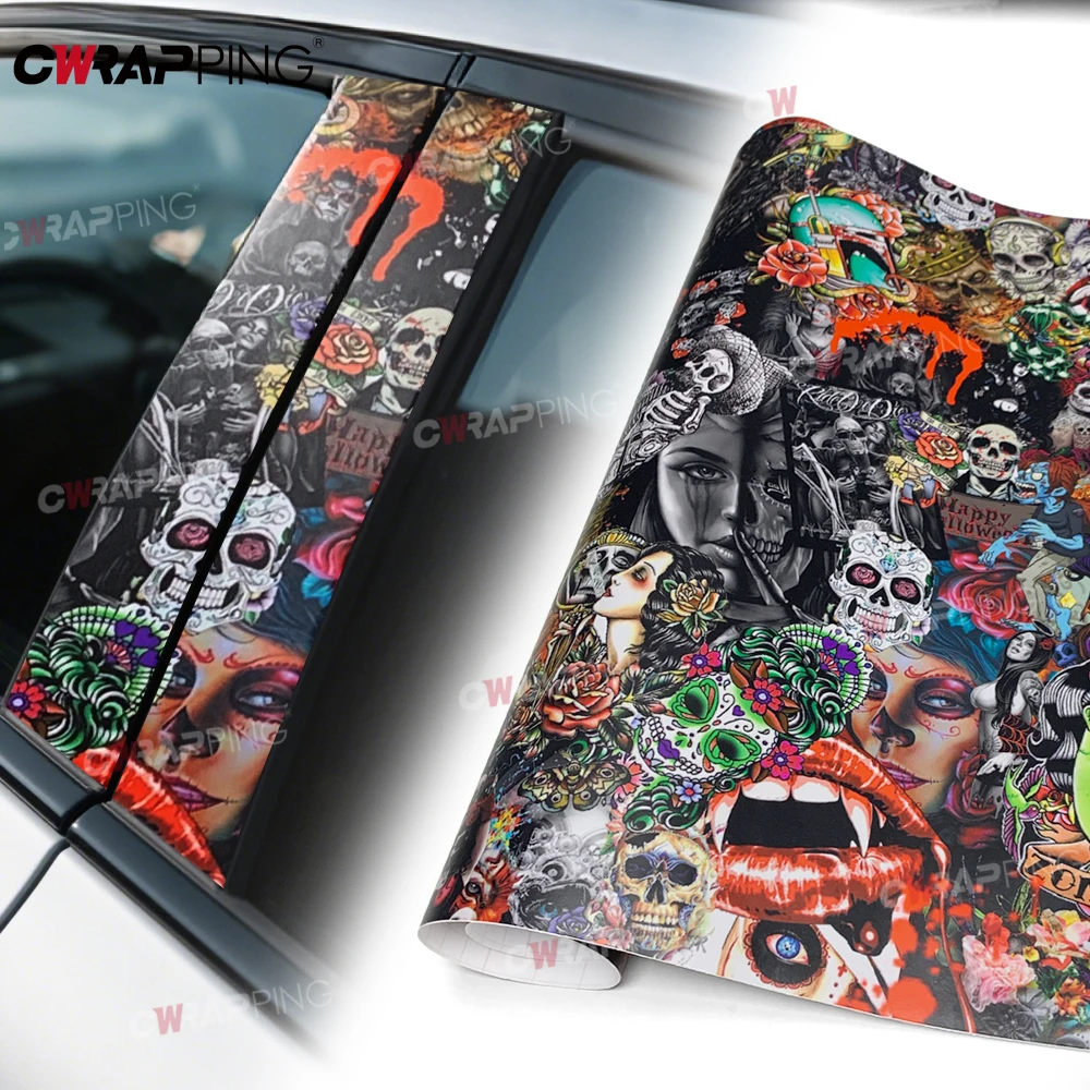 

Виниловая пленка, аксессуары для тюнинга автомобиля, украшение для скейтборда, наклейка для упаковки автомобиля, ретро наклейки для мотоцикла, граффити, Хэллоуин