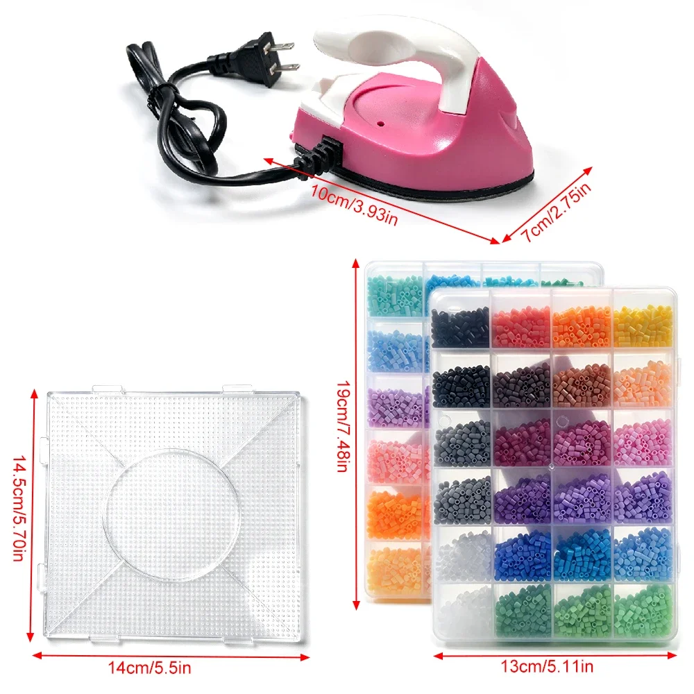 1Set Mini Fuse Beads Kit 2.6mm 24000PCS 48 Colors PixelArt DIY Craft Set Iron Pegboards Ironing Paper Tweezers Handmade Projects