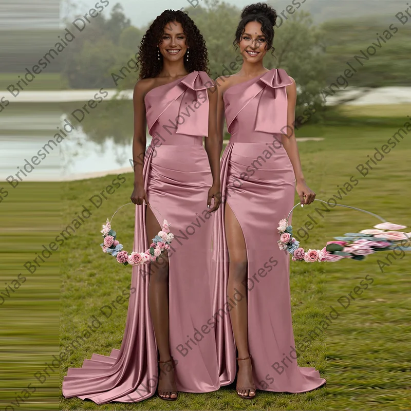 Customized Long Sexy Mermaid Bridesmaid Dresses with Split Wedding Guest Party Gowns vestido de madrinha de casamento